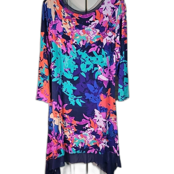Midi Dress Sheer Scoop Neck and Hem Multicolor Size XL - Picture 5 of 5